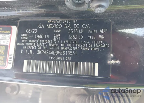 2023 Kia Rio Lx z USA, uszkodzony, nr VIN 3KPA24AD9PE613551